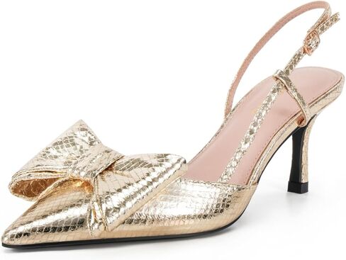 Women's High Heels with Bow - Pointed Toe Slingback Pumps for Dress Wedding Bridal in Saudi Arabia