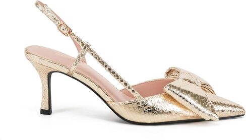 Women's High Heels with Bow - Pointed Toe Slingback Pumps for Dress Wedding Bridal in Saudi Arabia