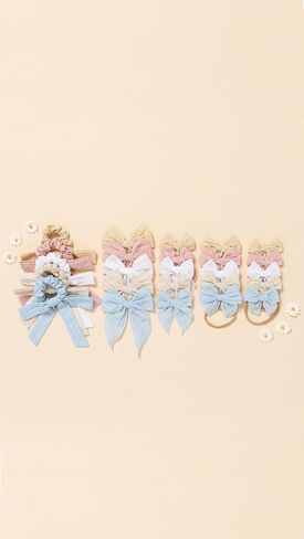 Little Poppy Co. Bows Handmade Claire Bow - Solid Embroidered Stripe, Premium Stylish Accessories for Girls & Babies (Mustard, Original Nylon) in Saudi Arabia