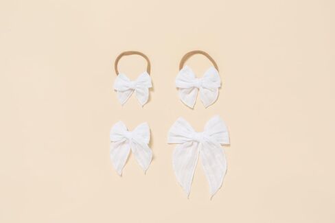 Little Poppy Co. Bows Handmade Claire Bow - Solid Embroidered Stripe, Premium Stylish Accessories for Girls & Babies (Mustard, Original Nylon) in Saudi Arabia