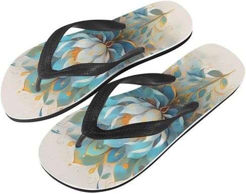 Women Retro Flip Flop Sandal Ginkgo Leaves Casual Thong Sandals Rose Feather Couple Beach Sandals Indoor or Outdoor in Saudi Arabia