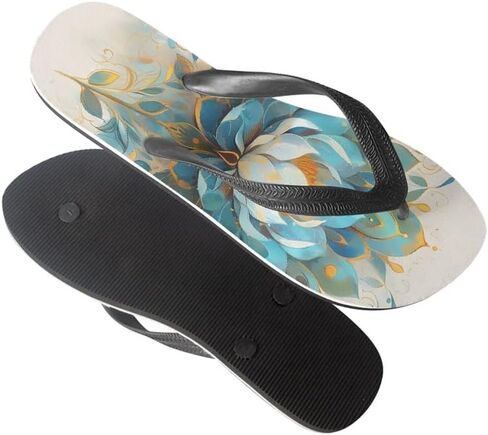 Women Retro Flip Flop Sandal Ginkgo Leaves Casual Thong Sandals Rose Feather Couple Beach Sandals Indoor or Outdoor in Saudi Arabia