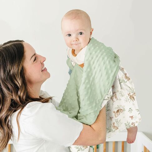 Konssy Baby Blankets for Unisex Boys Girls, Super Soft Nursery Minky Blankets with Muslin Cotton Front and Dotted Fleece Backing, Printed Bed Throws Newborn in Saudi Arabia