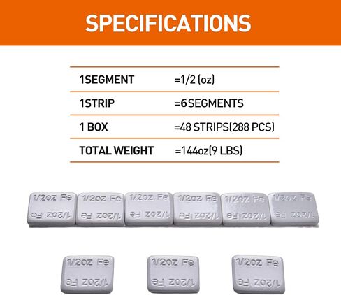 Aain 1/4oz.*12 Adhesive Stick On Wheel Weights, 20 Strips/Box, Gray,240pcs in Saudi Arabia