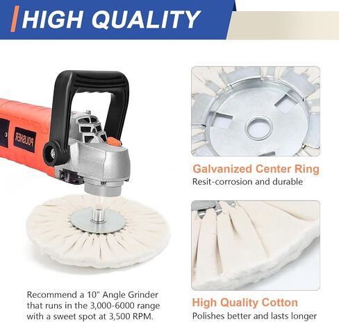 10’’Orange Airway Polishing Buffing Wheel Medium 16plys with 5/8’’Arbor Hole for Angle Grinder-1PC in Saudi Arabia