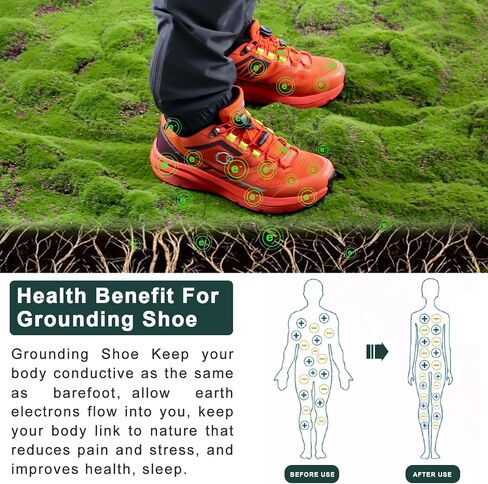 grounding Trail Running Shoe for Men Connect to Earth for natual Healing, Waterproof Hiking Shoes Anti-Slip Rubber Outsole for Walking in Saudi Arabia