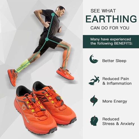 grounding Trail Running Shoe for Men Connect to Earth for natual Healing, Waterproof Hiking Shoes Anti-Slip Rubber Outsole for Walking in Saudi Arabia
