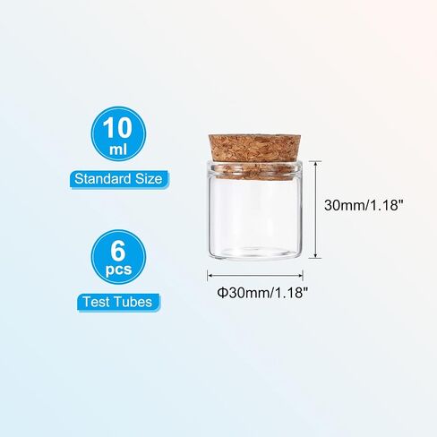 أنابيب اختبار 15 مل من باتيكل، 6 قطع مقاس 1.57 × 1.18 حاويات أنبوب اختبار مسطحة القاع من الزجاج مع سدادة الفلين لحفلات الخرز وحفلات الحلوى وتخزين ملح الاستحمام والتجربة العلمية وانتشار النباتات in Saudi Arabia