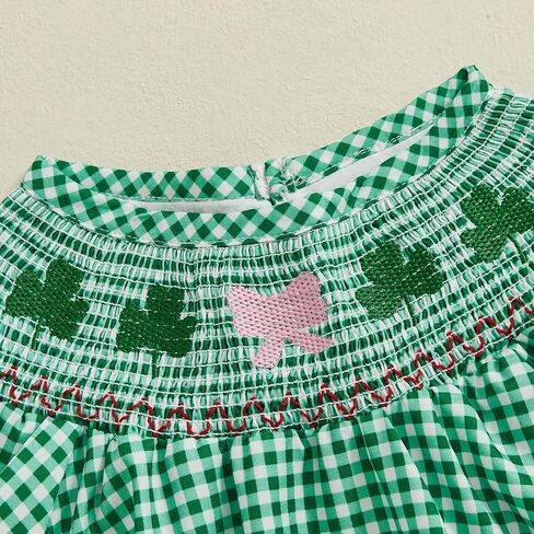 BemeyourBBs Newborn Baby Girl St Patricks Day Outfit Shamrock Bubble Romper Embroidery Cute Smocked Baby Girl Clothes in Saudi Arabia