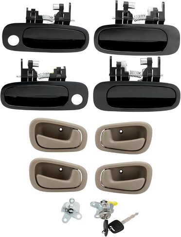 Door Handle Set, Compatible With 1998-2002 Toyota Corolla Chevy Prizm, Interior & Exterior Front & Rear Left Driver & Right Passenger Side, Pack of 8| Replaces# 6922002030 6920602050 77563 80424 77567 in Saudi Arabia