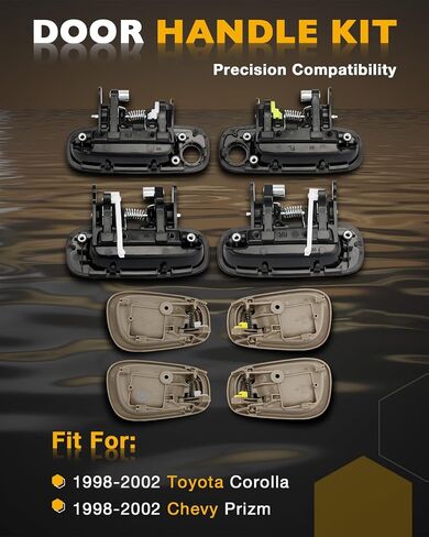 Door Handle Set, Compatible With 1998-2002 Toyota Corolla Chevy Prizm, Interior & Exterior Front & Rear Left Driver & Right Passenger Side, Pack of 8| Replaces# 6922002030 6920602050 77563 80424 77567 in Saudi Arabia