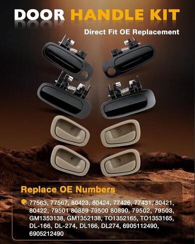 Door Handle Set, Compatible With 1998-2002 Toyota Corolla Chevy Prizm, Interior & Exterior Front & Rear Left Driver & Right Passenger Side, Pack of 8| Replaces# 6922002030 6920602050 77563 80424 77567 in Saudi Arabia