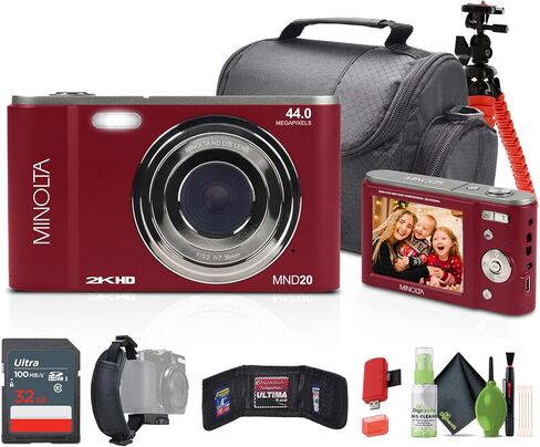 Minolta MND20 44MP / 2.7K Quad HD Digital Camera (Magenta) + Accessories in Kuwait