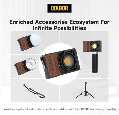 COLBOR W100 Video Light 100W 2700K-6500K Bi-Color Continuous Output Lighting with LED Screen 3 Powering Options APP Control for Film Making, Live Streaming, Photography Studio Update Version (W100) in Saudi Arabia