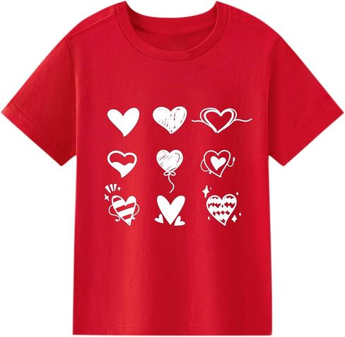 Boys Girls Valentines Day Love Heart Shirts Toddler Valentines Casual Funny T-Shirt Outfit 1-7 Years in Kuwait