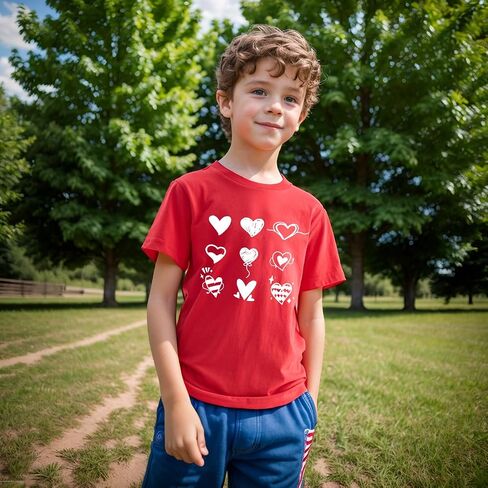 Boys Girls Valentines Day Love Heart Shirts Toddler Valentines Casual Funny T-Shirt Outfit 1-7 Years in Kuwait