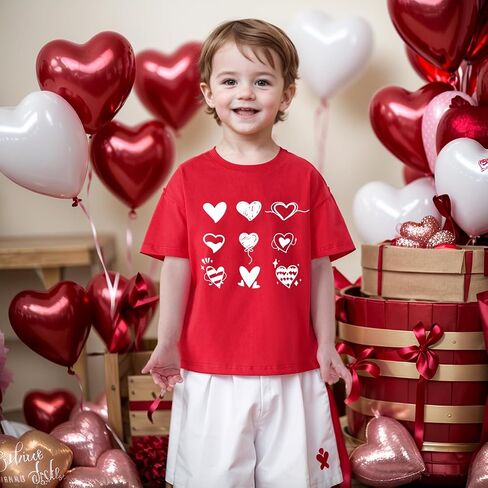 Boys Girls Valentines Day Love Heart Shirts Toddler Valentines Casual Funny T-Shirt Outfit 1-7 Years in Kuwait