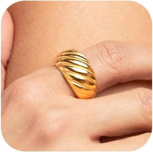 Non Tarnish Gold Ring Set: 3PCS Dainty Stackable Rings for Women Hypoallergenic 14K Gold Plated Thin Thumb Pinky Rings Wedding Band Ring for Women Gold Jewelry for Women Trendy Size 6/7/8/9/10 in Saudi Arabia