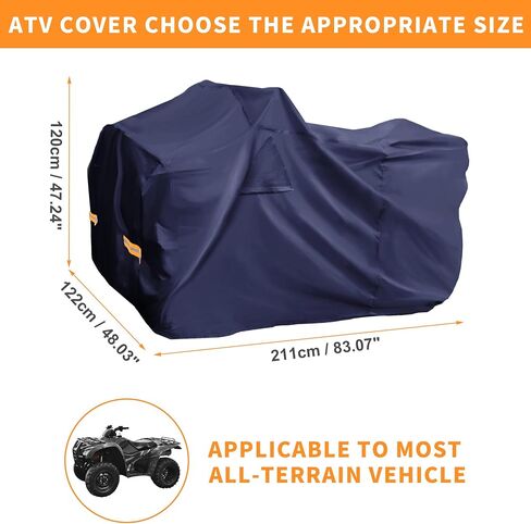 غطاء X AUTOHAUX ATV لـ Polaris Sportsman 450/570 مقاوم للماء 4 عجلات غطاء رباعي للحماية من تخزين المطر في الهواء الطلق 210D-PU أسود 211x122x120 سم in Saudi Arabia