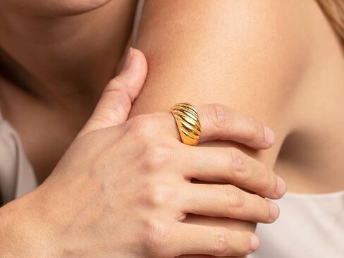 Non Tarnish Gold Ring Set: 3PCS Dainty Stackable Rings for Women Hypoallergenic 14K Gold Plated Thin Thumb Pinky Rings Wedding Band Ring for Women Gold Jewelry for Women Trendy Size 6/7/8/9/10 in Saudi Arabia