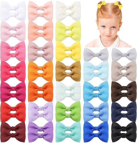 Jollybows Baby Bows Clips 2" Small Toddler Hair Bows 60pcs Mini Infant Barrettes for Babies Fine Hair Alligator Hair Clips in Gift in Saudi Arabia
