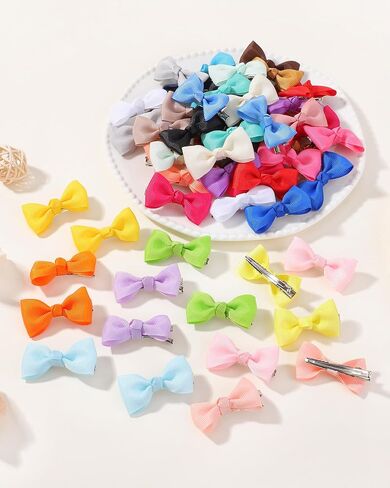 Jollybows Baby Bows Clips 2" Small Toddler Hair Bows 60pcs Mini Infant Barrettes for Babies Fine Hair Alligator Hair Clips in Gift in Saudi Arabia