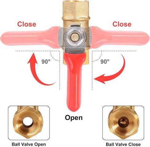 1/4 بوصة صمام NPT ضاغط الهواء النحاس صمام الثقيلة صمام الخدمة الذكور والإناث مفتاح التبديل 1/4 NPT الأنابيب للاختراف (ذكر x أنثى 3pcs) in Kuwait