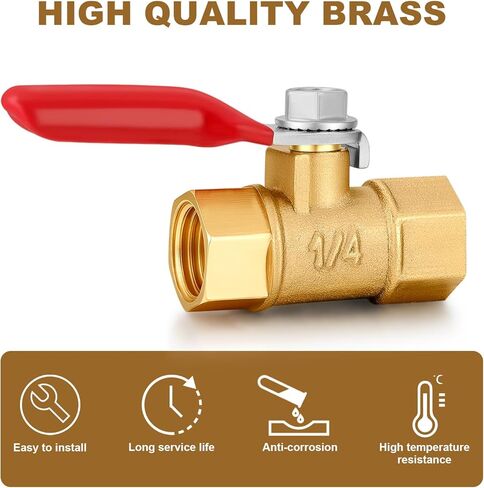 1/4 بوصة صمام NPT ضاغط الهواء النحاس صمام الثقيلة صمام الخدمة الذكور والإناث مفتاح التبديل 1/4 NPT الأنابيب للاختراف (ذكر x أنثى 3pcs) in Kuwait