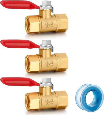 1/4 بوصة صمام NPT ضاغط الهواء النحاس صمام الثقيلة صمام الخدمة الذكور والإناث مفتاح التبديل 1/4 NPT الأنابيب للاختراف (ذكر x أنثى 3pcs) in Kuwait