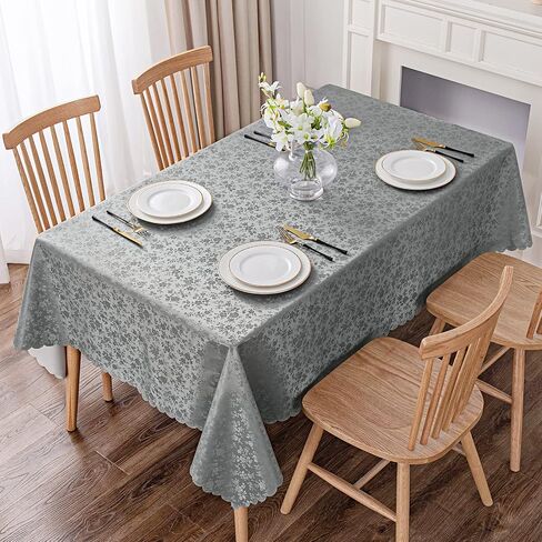 Smiry Rectangle Table Cloth, Waterproof Heavy Duty Vinyl Tablecloths, Wipeable Washable Table Cover for Kitchen and Dining Room (Beige, 60" X 84") in Saudi Arabia