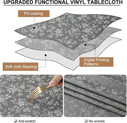Smiry Rectangle Table Cloth, Waterproof Heavy Duty Vinyl Tablecloths, Wipeable Washable Table Cover for Kitchen and Dining Room (Beige, 60" X 84") in Saudi Arabia