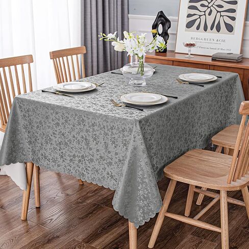 Smiry Rectangle Table Cloth, Waterproof Heavy Duty Vinyl Tablecloths, Wipeable Washable Table Cover for Kitchen and Dining Room (Beige, 60" X 84") in Saudi Arabia