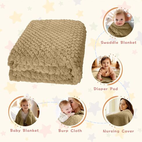 بطانية صغيرة فائقة الصوف المريحة للبنين فتيات الفتيات رقيقات تتلقى بطانية مستقبلة للحديدين الجدد ، مثالية للحضانة ، المتجول ، أمن التقويم والأطفال الصغار (كريم ، 30 "× 40") in Kuwait