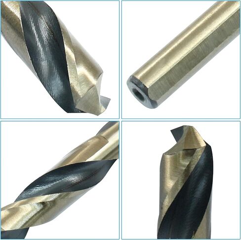 Bivethoi Reduced Shank Twist Drill Bits 17mm Black Nitride & Gold Titanium Coated High Speed Steel 4341 with 10mm Shank for Drilling Steel Plate in Saudi Arabia