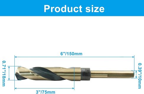 Bivethoi Reduced Shank Twist Drill Bits 17mm Black Nitride & Gold Titanium Coated High Speed Steel 4341 with 10mm Shank for Drilling Steel Plate in Saudi Arabia