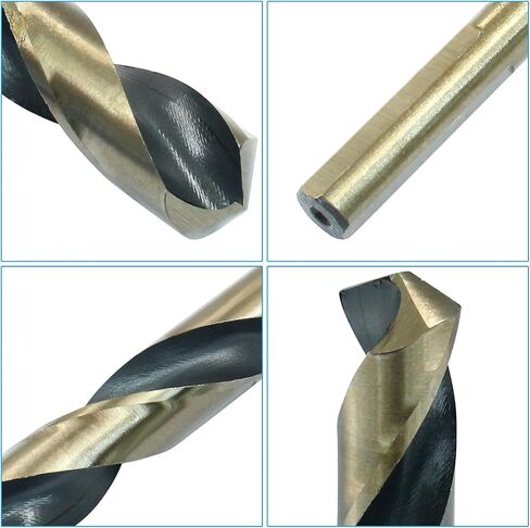 Bivethoi Reduced Shank Twist Drill Bits 17mm Black Nitride & Gold Titanium Coated High Speed Steel 4341 with 10mm Shank for Drilling Steel Plate in Saudi Arabia