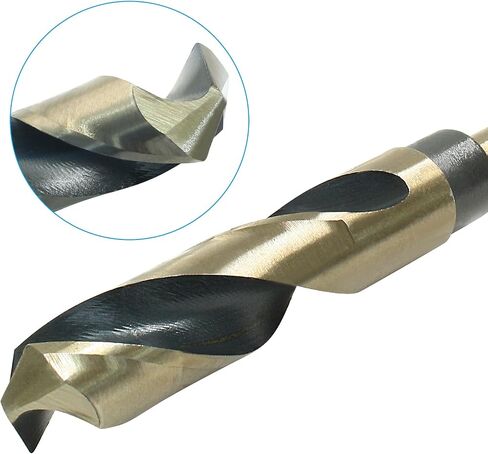 Bivethoi Reduced Shank Twist Drill Bits 17mm Black Nitride & Gold Titanium Coated High Speed Steel 4341 with 10mm Shank for Drilling Steel Plate in Saudi Arabia