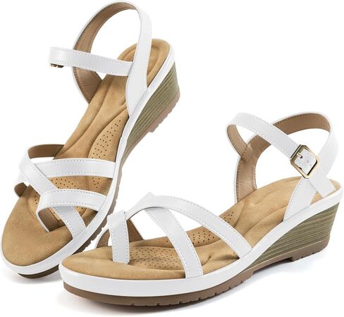 Aomigoct shary Womens Wedge Sandals: Black 8 Platform Work Sandals for Women 2025 - أحذية زفاف المشي غير الرسمية in Kuwait