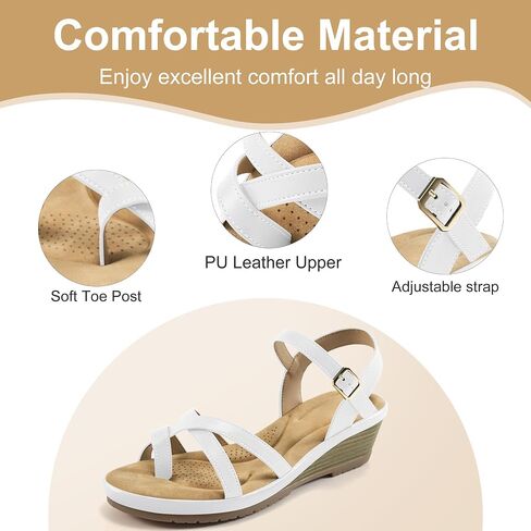 Aomigoct shary Womens Wedge Sandals: Black 8 Platform Work Sandals for Women 2025 - أحذية زفاف المشي غير الرسمية in Kuwait