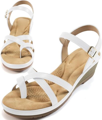 Aomigoct shary Womens Wedge Sandals: Black 8 Platform Work Sandals for Women 2025 - أحذية زفاف المشي غير الرسمية in Kuwait