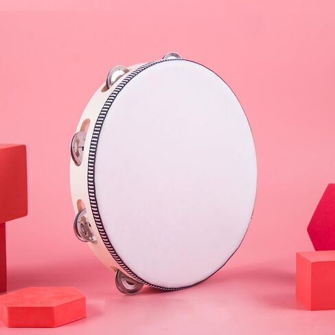 Hand Held Tambourine Drum, 8 inch Hand Held Drum, Bell Birch Metal Jingles, Percussion Gift Musical Educational Drum Instrument, KTV Party (4 Inch) in Saudi Arabia