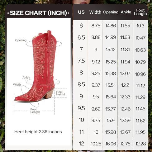 LOCERICH Women Knee High Boots Cowgirl Boots Cowboy Tall Boots Western Wide Calf Ladies Low Chunky Heel Snip Toe Comfortable Dress Boot with Embroidered in Kuwait