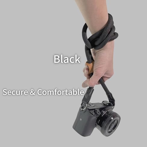 Camera Strap Crossbody Camera Neck Shoulder Strap 127cm Climbing Rope for Photographers Lanyard 10mm Thick - Black in Saudi Arabia