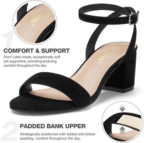 ZURIN Womens Low Block Chunky Heels Open Toe Ankle Strap Heeled Sandals Dress Pumps Shoes for Wedding Bridal Evening Party Homecoming Prom 2.24 inch in Saudi Arabia