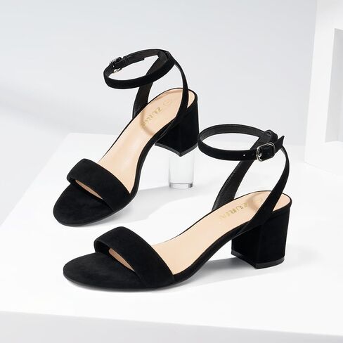ZURIN Womens Low Block Chunky Heels Open Toe Ankle Strap Heeled Sandals Dress Pumps Shoes for Wedding Bridal Evening Party Homecoming Prom 2.24 inch in Saudi Arabia