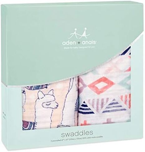 aden + anais Boutique 100% Organic Cotton Muslin Swaddle, Breathable Baby Blanket, Ideal for Boys, Girls, Newborns, Babies & Infants, Receiving Blanket, Soft and Lightweight Wrap, 2 Pack, Sailing Seas in Saudi Arabia