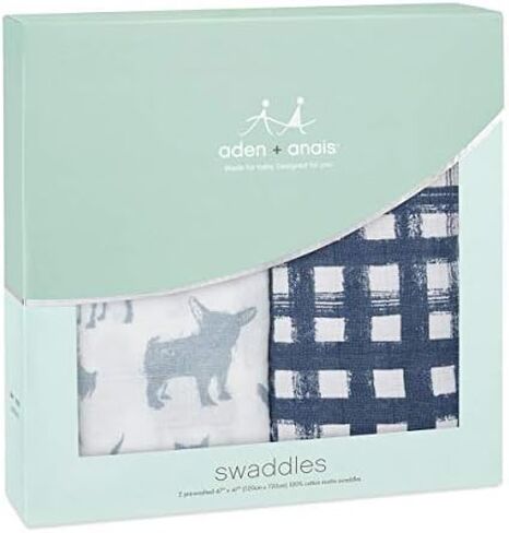 aden + anais Boutique 100% Organic Cotton Muslin Swaddle, Breathable Baby Blanket, Ideal for Boys, Girls, Newborns, Babies & Infants, Receiving Blanket, Soft and Lightweight Wrap, 2 Pack, Sailing Seas in Saudi Arabia