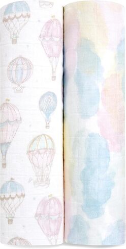 aden + anais Boutique 100% Organic Cotton Muslin Swaddle, Breathable Baby Blanket, Ideal for Boys, Girls, Newborns, Babies & Infants, Receiving Blanket, Soft and Lightweight Wrap, 2 Pack, Sailing Seas in Saudi Arabia