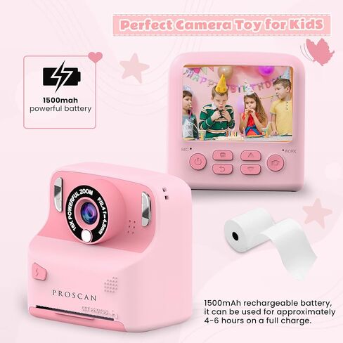 Kids Digital Camera - Instant Print, Thermal Camera, HD Display, MP3 Playback, 16X Zoom, PC Compatible in Saudi Arabia