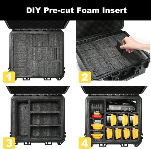 Storage Case for Dewalt Battery & Charger - Waterproof Power Tool Box Storage Bag with Customizable Fit Foam for Milwaukee/Makita/Ryobi Battery & Charger (Only Case) in Kuwait